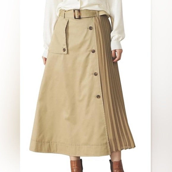 New Beams Heart Pleated Mix Trench Skirt Size S - Picture 2 of 6